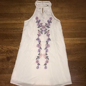 White dress with floral pattern